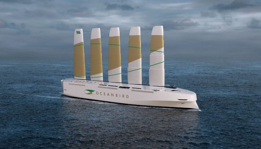 Design do navio cargueiro Oceanbird: a força do vento pode reduzir o consumo de combustível em 90%