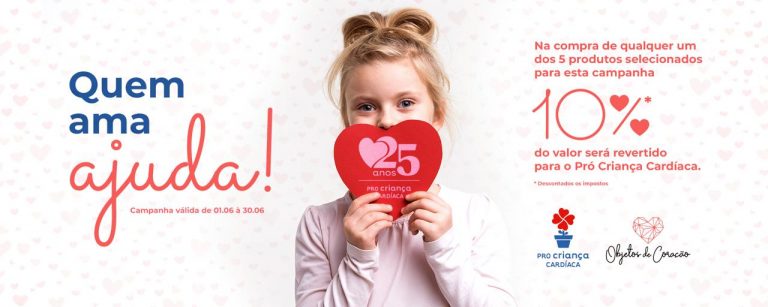 E-commerce que vende objetos para casa e decoração exclusivamente em formato ou com estampa de coração vai doar 10% da venda de produtos selecionados para a instituição sem fins lucrativos Pró-Criança Cardíaca.