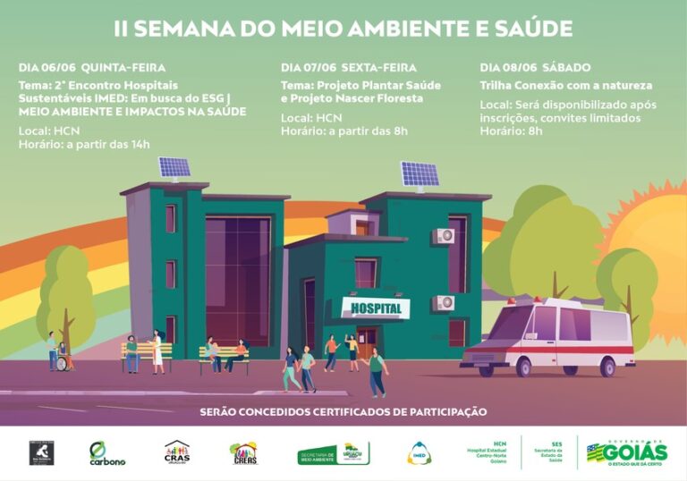 Hospital Estadual do Centro-Norte Goiano (HCN) sediará 2ª semana do Meio Ambiente e Saúde, unidade gerida pelo Instituto de Medicina, Estudos e Desenvolvimento (IMED)
